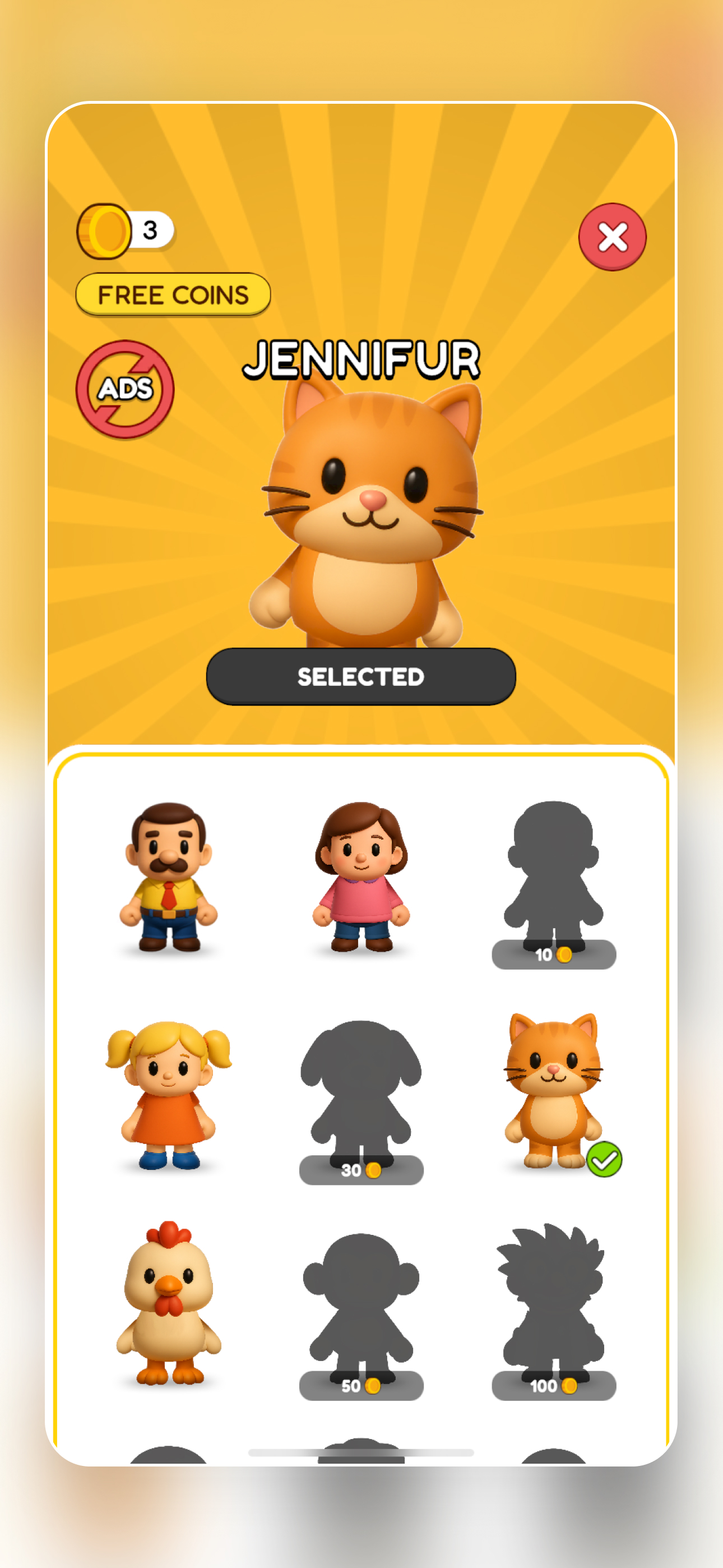 Don't Pop Bob character selection screen